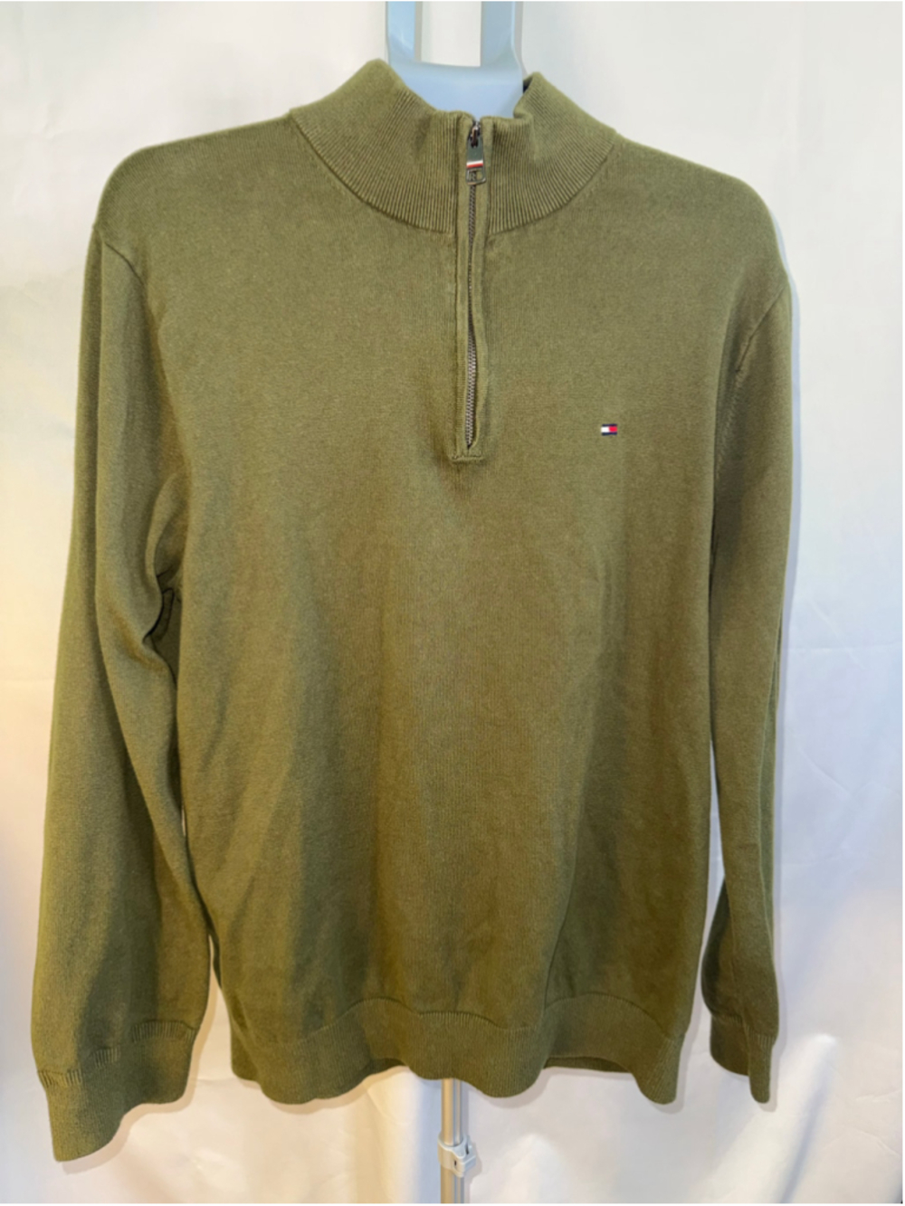 Men's Tommy Hilfiger Olive Green Zip Up Sweater XXL